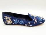 Tory Burch Trotters Estee Blue Suede Floral Embroidered Shoes Size8.5 Do0725lxde