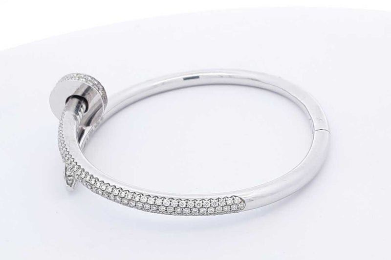 Cartier Diamond Juste Un Clou 18k White Gold Bracelet 29.6g Sz 16 Eb1024lrxxzsa