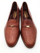 Salvatore Ferragamo Lizard Brown Leather Loafers Size 10 Eb0926rxsa