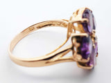 14k Yellow Gold Diamond Lab Amethyst Flower Ring Size 8 3.7g Lh0824lrxde