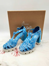 Christian Louboutin Meduzette Lug 100 Blue Heel Size 37 Do0824lwzde