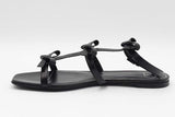 Valentino Garavani French Bow Black Leather Sandals Size 39 Eb1225crdu