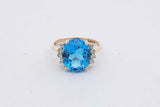 Blue Gemstone & Diamond Ring In 14k Yellow Gold 4 Grams Size 6.5 Eb0826sxsa