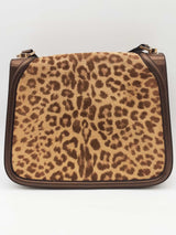 Salvatore Ferragamo Bronze Leather Calf Hair Leopard Print Shoulder Bag Eb1225oxzde