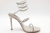 Rene Caovilla Cleo Satin & Rhinestone Snake Ankle Wrap Heels Size 36 Eb1225lxzde