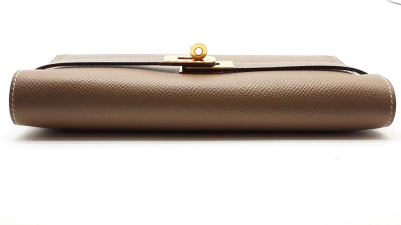 Hermes Etoupe Epsom Gold Hardware Kelly Wallet Lh0824lrxzde