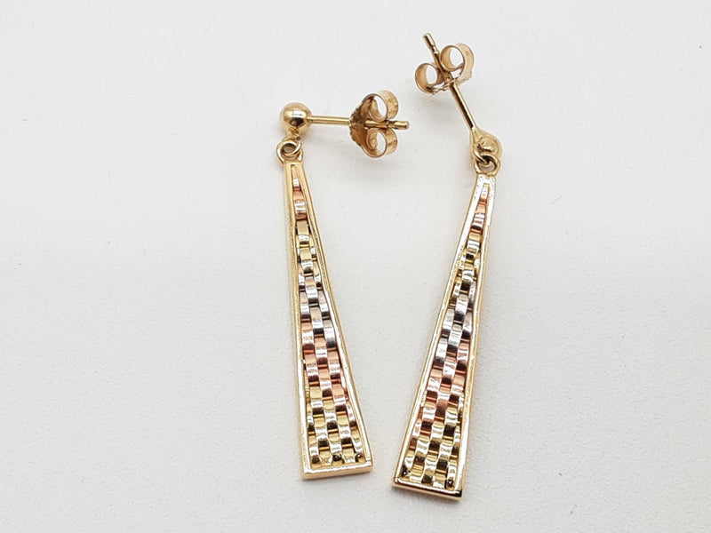 14k Tricolor Gold 4.8g Dangle Stud Earrings Do0725lrrde