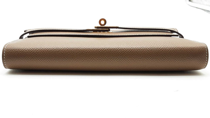 Hermes Etoupe Epsom Gold Hardware Kelly Wallet Lh0824lrxzde