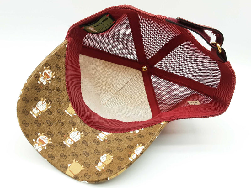 Gucci X Doraemon Tan Gg Supreme Red Baseball Hat Size M Do1125wexde