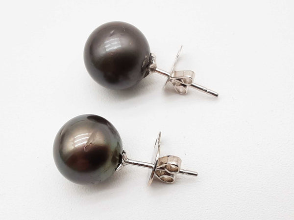 Gray Brown Pearls 14k White Gold 8.5g Stud Earrings Do0325orxde