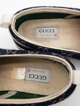 Gucci Tennis 1977 Gg Jacquard Denim Slip On Sneakers Size 6 Eb0726oxzde