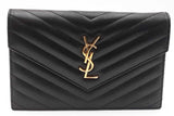 Yves Saint Laurent Quilted Chevron Leather Envelope Chain Wallet Eb0726pxzdu