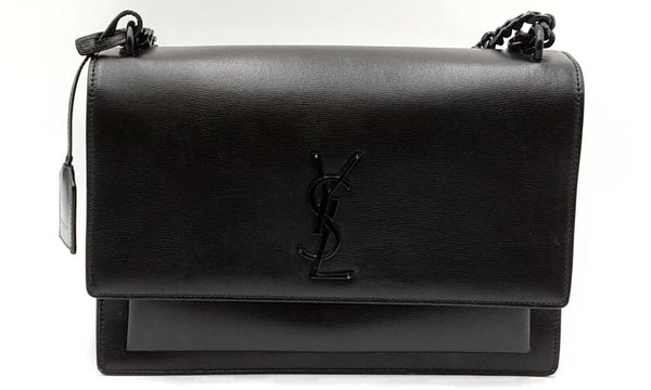 Yves Saint Laurent Sunset Black Leather Shoulder Bag Eblxxzdu 144030004183