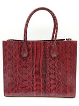 Michael Kors Mercer Burgundy Red Genuine Snake Skin Tote Bag Do0626rxde