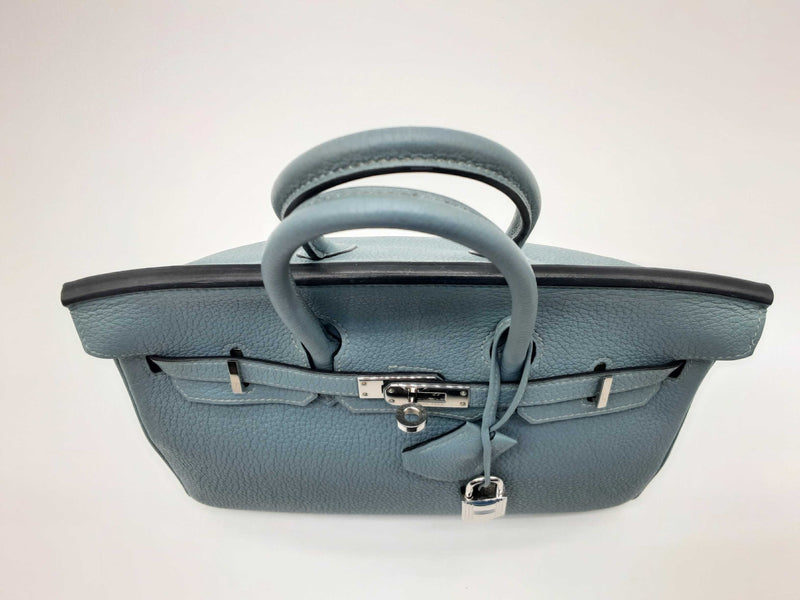 Hermes Birkin 25 Bleu Ciel Blue Togo Palladium Hardware Handbag Do1123lerxzde