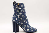 Louis Vuitton Monogram Denim Silhouette Ankle Boots Size 36.5 Eb0826orxsa