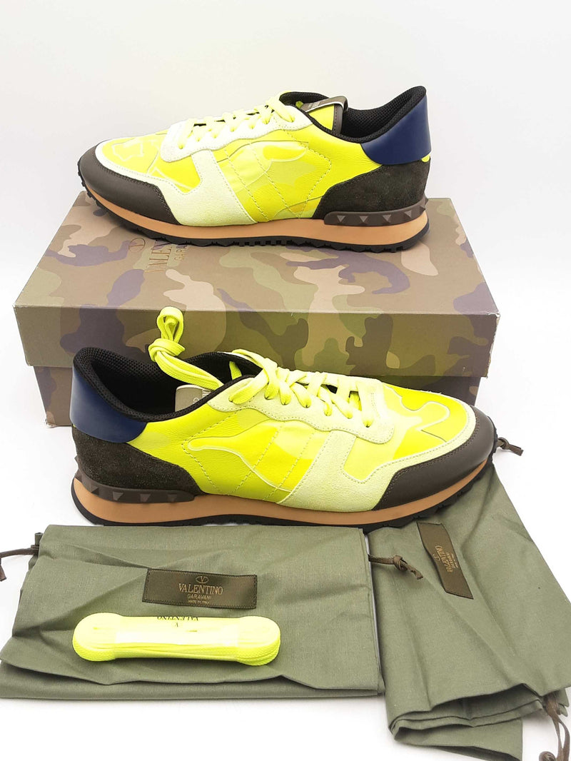 Valentino Garavani Rockrunner Camo Neon Yellow Sneakers Size 45 Ebeb0924crsa