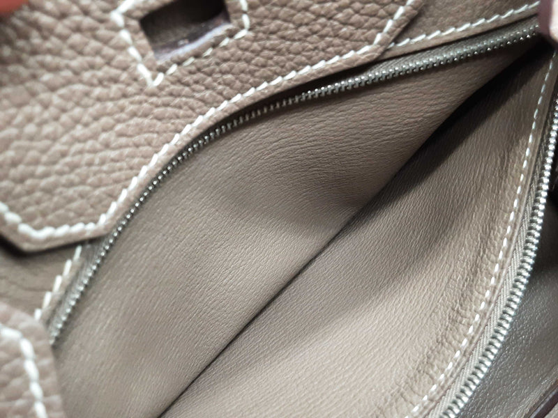 Hermes Birkin 30 Etoupe Gray Togo Palladium Handbag Do0725lprxzde