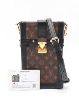Louis Vuitton Vertical Trunk In Monogram Coated Canvas & Black Leather Fw0726rxzdu