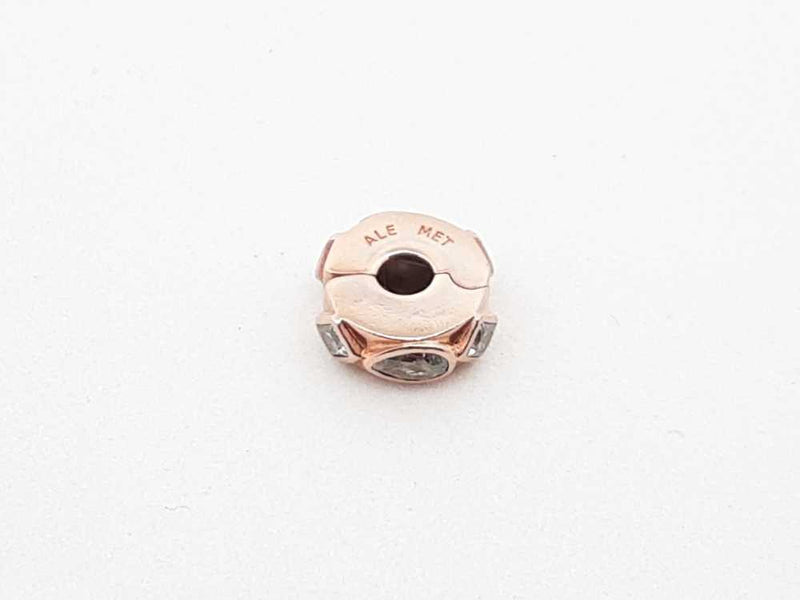 Pandora Cubic Zirconia Rose Gold Plated Geometric Shapes Clip Charm 2.5 Grams Fw0425lxdu