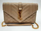 Yves Saint Laurent Envelope Tan Quilted Leather Chain Crossbody Bag Do0824lxzxde