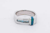 Blue Diamond & Opal Inlay 14k White Gold Ring 10.5 Grams Size 8.5 Eb1025prxsa