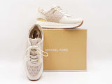 Michael Kors Monique Platform Trainers In Cream Tech Canvas Size 8 Fw0126pzdu