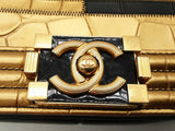 Chanel Boy Flap Gold Black Patchwork Embossed Leather Shoulder Bag Do0126ooxzde