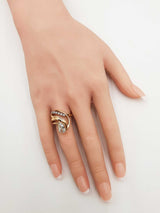 1.37 Cttw Pear-cut Diamond & 14k Yellow Gold Swirl Ring 8.2 Grams Size 5.5 Fw0526orzxdu