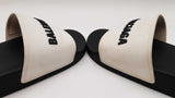 Balenciaga Logo Pool Slides In Black & White Pvc Size 7 Men, 10 Women Fw0126exdu