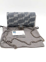 Balenciaga Denim Bb Monogram Hourglass Shoulder Bag Eb1025wrxdu