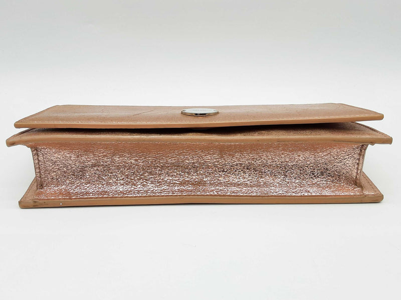 Jimmy Choo Fie Pink Rose Gold Metallic Leather Shoulder Bag Clutch Do0925crde