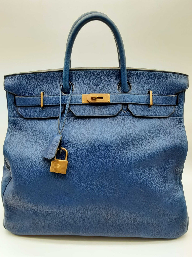 Hermes Birkin 45 Bleu De Prusse Blue Clemence Brass Duffle Bag Do1024rxzxde