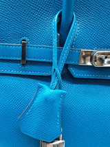 Hermes Birkin 25 Mykonos Blue Epsom Palladium Handbag Do0925lsxzxde