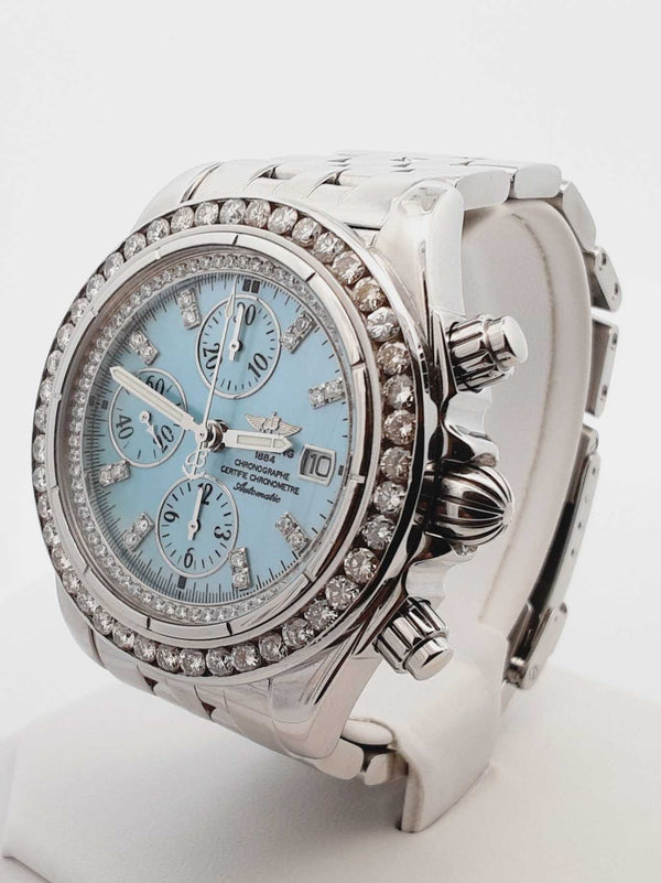 Breitling Chronomat Evolution 3.92 Cttw Diamond & Stainless Steel 44mm Watch Fw0125wzzxdu