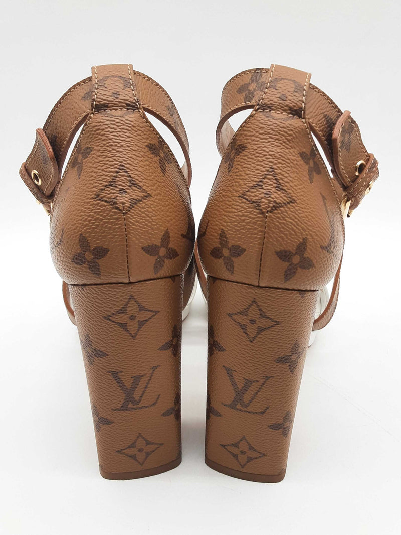 Louis Vuitton Reverse Monogram Matchmake Cross Strap Heels Size 40 Fw1124oorde