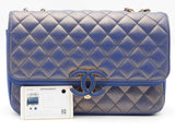 Chanel Matelasse Shoulder Bag Blue Metallic Lambskin Aa0526orzxsa