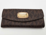 Michael Kors Jet Set Brown Monogram Coated Canvas Flap Wallet Do0826rde