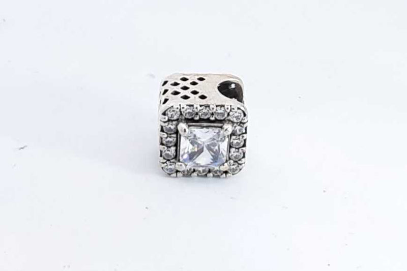 Pandora Sterling Silver Square Sparkle Halo Charm 2.5 Grams Eb0924rdu