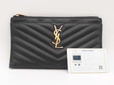 Ysl Saint Laurent Grain De Poudre Monogram Bill Pouch Sd0725ozxsa