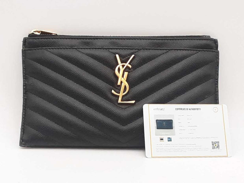 Ysl Saint Laurent Grain De Poudre Monogram Bill Pouch Sd0725ozxsa