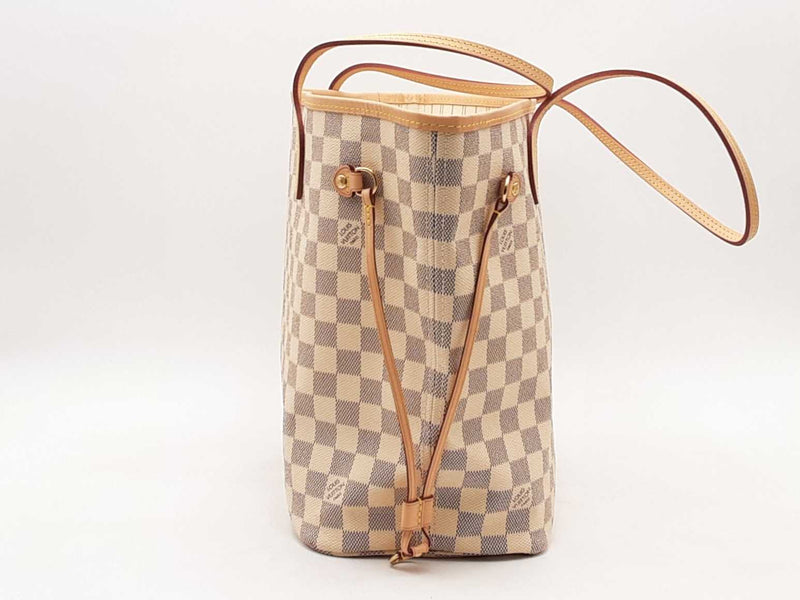 Louis Vuitton Neverfull Mm Damier Azur Handbag With Pochette Aa0625czxsa