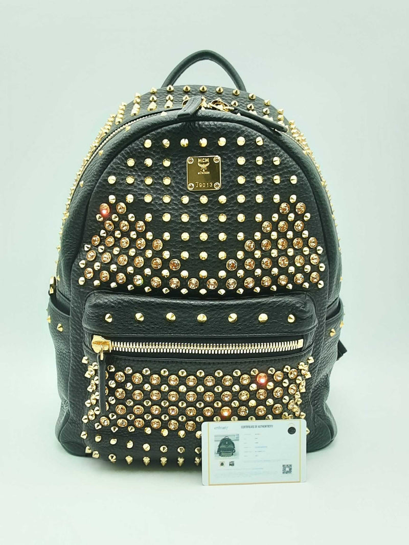 Mcm Stark Crystal Studded Black Leather Backpack Fw1024orxsa