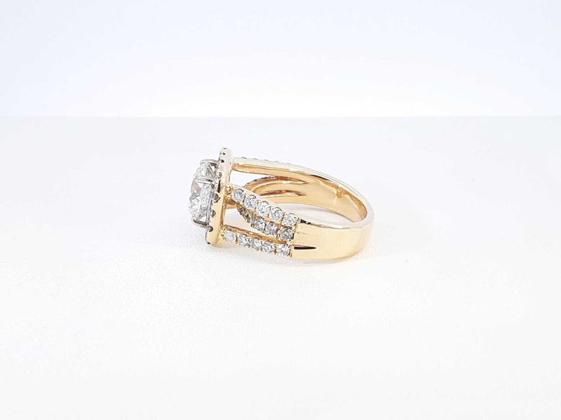 3.59 Cttw Diamond & 14k Yellow Gold Halo Ring 7.8 Grams Size 5.75 Fworxzdu