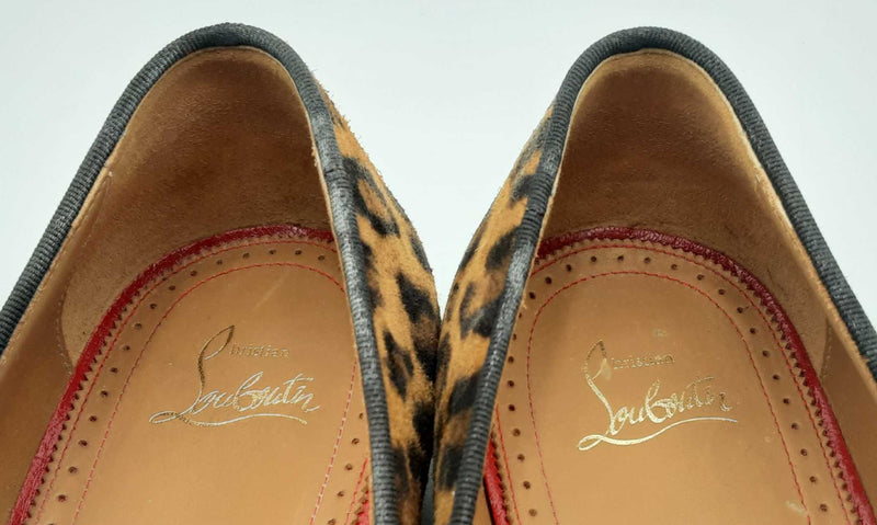 Christian Louboutin Veau Velours Leopard Dandelion Flat Loafers Sz 43 Eb524lrxsa