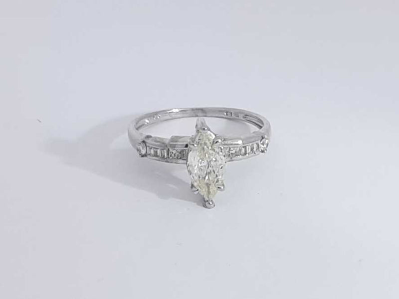 0.87 Cttw Diamond Marquis 14k White Gold Ring 2.3 Grams Size 7 Aa0625cxzsa