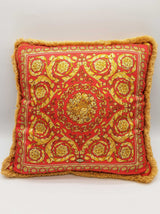 Gianni Versace Altelier Gold Red Blue Flowers Baroque Silk Pillow Do0426oorde
