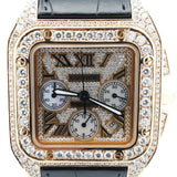 Santos De Cartier 100 Chronograph 10.06 Cttw Diamond & 18k Yellow Gold 41mm Automatic Watch 239 Grams Fw0825rxzxdu