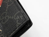 Gucci Kingsnake Print Bifold Wallet In Black & Grey Gg Supreme Coated Canvas Fw0726ezdu