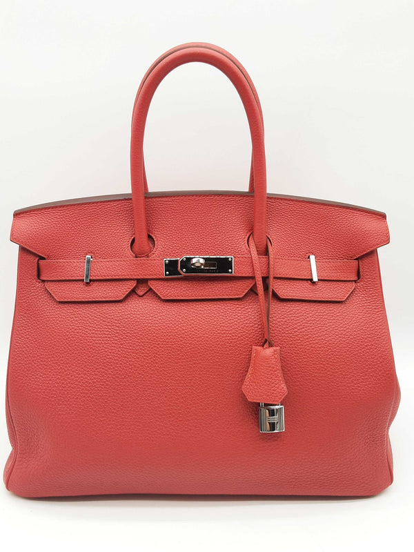 Hermes Birkin 35 Rouge Casque Red Togo Palladium Hardware Handbag Do0623srxzde